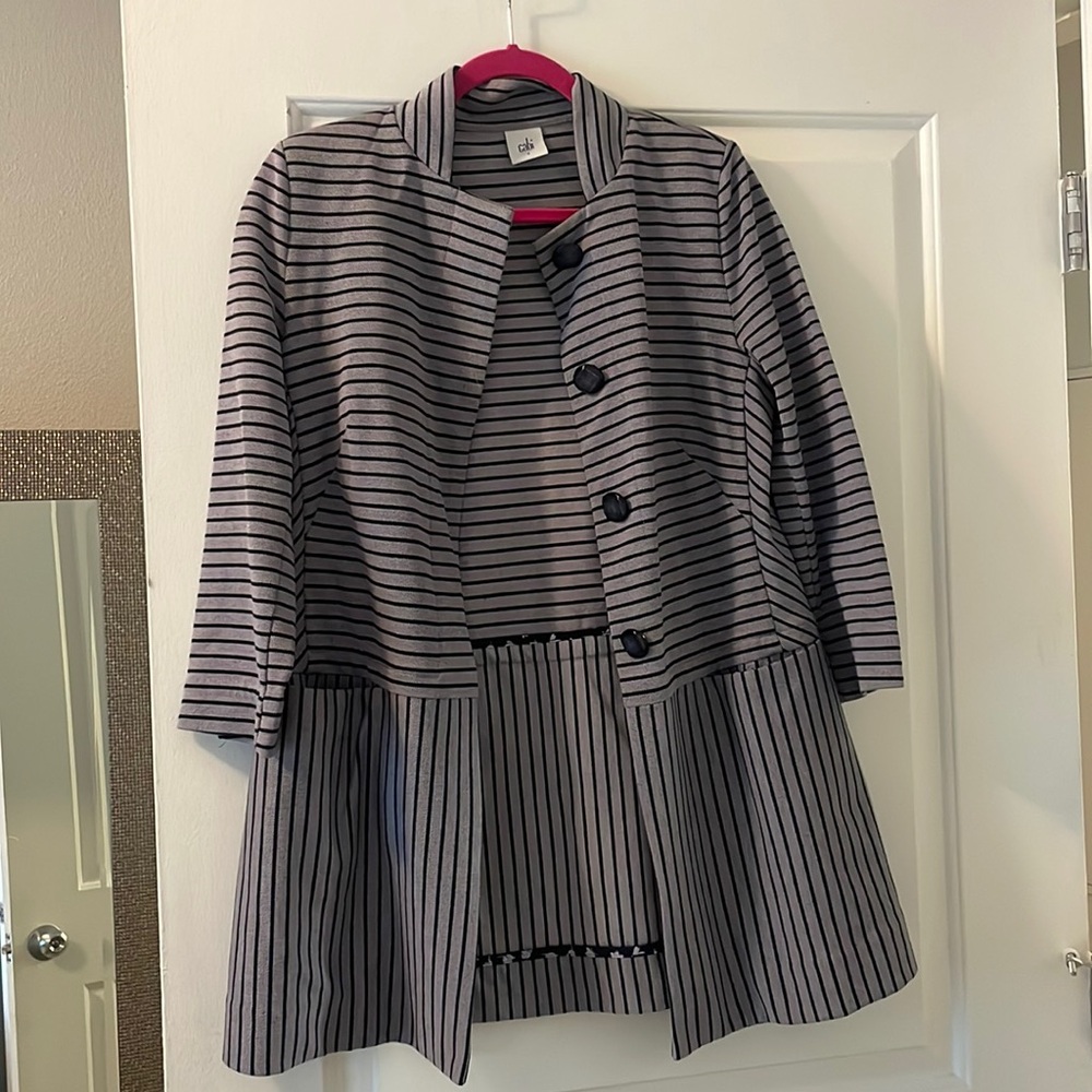 Cabi Grey Dappled Stripe Car Coat